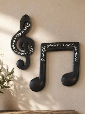 Black Musical Note Wall Art Set